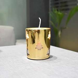 Portavelas de metal chapado en oro hecho a mano para decoración del hogar, decoración navideña, personalizable. - Product Image 1