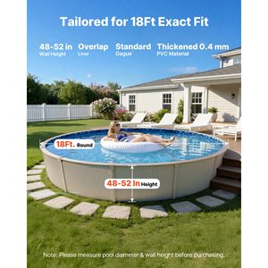 Telo in vinile premium per piscina da 18 piedi con sistema di sovrapposizione, facile da installare, con patch anti-perdita, per pareti alte 52 pollici, lunghezza 25 m, spessore 1,5 mm - Product Image 2