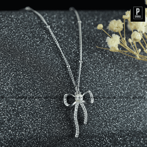 สร้อยคอรูปโบว์ประดับเพชรโมอิสซาไนต์ VVS เงินแท้ 925 ของขวัญจากผู้จัดจำหน่าย - Product Image 3