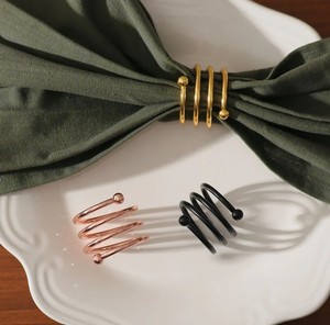 Brass <b>Gold</b> Spiral Napkin <b>Rings</b> <b>Set</b> | Classic Coil Design Eco-Friendly Durable Napkin Holders | Elegant Dining Table Decor - Product Image 4
