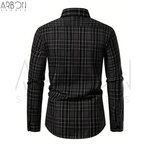 Chemises en flanelle classiques pour hommes, nouvelle collection, couleur noire avec contraste, tissu doux de qualité supérieure, sur mesure. - Product Image 2