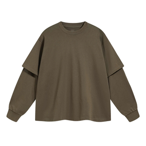 T-shirt graphique oversize Y2K en coton épais 300 GSM, double couche, manches longues, col rond, streetwear, fabrication OEM sur mesure - Product Image 1