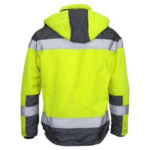Wholesale Coated Hi Vis Waterproof Quilted Hooded Safety <b>Jackets</b> Unisex Custom Front Logo Industrial Safety <b>Jacket</b> For <b>Man</b> - Product Image 2