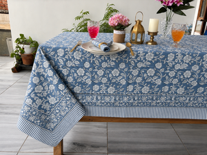 Indian Modern Handmade Premium Quality Customizable Cotton Floral Washed Printed <b>Square</b> Boh Creation <b>Tablecloth</b> for Home Hotel - Product Image 2