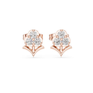 Boucles d'oreilles de fiançailles en or rose 14 carats avec diamant rond cultivé en laboratoire pour femmes |   Nouveau diamant cultivé - Product Image 1