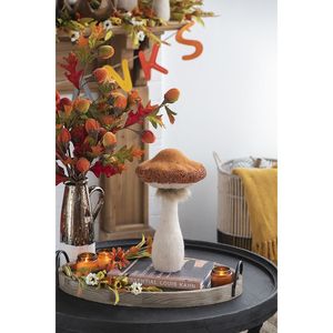 Set di 2 Ornamenti Festivi a Forma di Fungo Arancione 8x8x14 per Decorazioni Autunnali e del Ringraziamento - Product Image 2