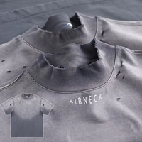 T-shirt Homme Oversize à Manches Longues 100% Coton, Personnalisable avec Logo, Effet Délavé Acide, Style Streetwear Vintage et Vieilli, Grammage Lourd, Modèle Vierge