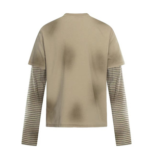 Camiseta de manga larga para hombre con estampado de foto de banda vintage, cuello alto, mangas a rayas en contraste, corte regular, jersey de algodón en oferta. - Product Image 2