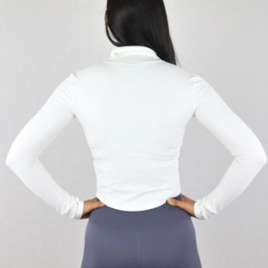 ZYLO INDUSTRIES Women Customized Color Full Sleeve Turtleneck <b>Zipper</b> Yoga <b>Top</b> Breathable Solid Regular Fit 100% Nylon Four-Way - Product Image 2