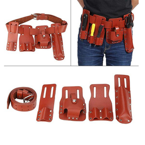 Cinturón de Herramientas Profesional Multifuncional de Cuero Vacuno Puro, Estuche para Electricista, Bolsa Combinada, Organizador de Trabajo, Cinturón de Herramientas de Cuero - Product Image 2