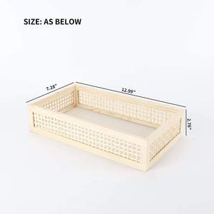 Bandeja de tocador de bambú tejido, organizador de baño de madera, cesta de diseño moderno para montar en la pared o de pie, con 4-7 compartimentos para - Product Image 2