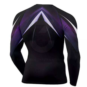 <b>Compression</b> Fit Gym <b>Men</b> Rash Guard <b>for</b> Bjj Grappling Training High Elasticity Moisture Wicking Full Sleeve Spandex/Polyester - Product Image 2