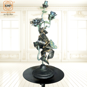 Escultura de Hierro Forjado Khang Hung Phat, Base Redonda Pintada, Adorno Decorativo Elegante para el Hogar o Jardín, Accesorios para Cercas, Naturaleza - Product Image 1