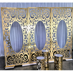 Laser Cut Stainless Steel Golden Wedding Panel Modern Customizable Color & Size Wedding <b>Arch</b> <b>Frame</b> for Events USA event decor UK - Product Image 1