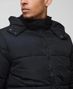 Chaqueta Bomber de Invierno para Hombre con Logotipo Personalizado, Capucha Desmontable, Cuello Alto, Acolchado Suave, Forro de Lana, Cierre de Cremallera Resistente al Viento - Product Image 6