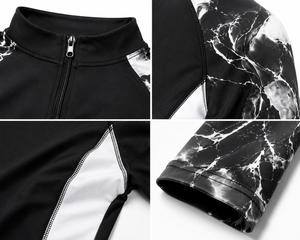 Haut de bain sublimé à manches longues pour femme, imprimé marbre noir, séchage rapide, en Spandex et Polyester, écologique, faible MOQ - Product Image 5