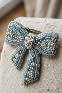 Elegant Handmade Floral Embroidery Beaded Brooch Pin-Customizable Design Unisex Wedding Gift - Product Image 5