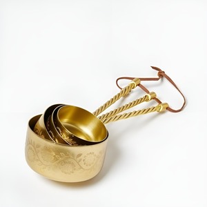 Stainless Steel Eco-Friendly <b>Measuring</b> Cups and <b>Spoons</b> Set for Home Kitchen Baking and Cooking Gold Finish Handmade - Product Image 3