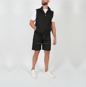 MEN'S <b>BLACK</b> SUMMERSET GILET LIGHTWEIGHT SPANDEX/POLYESTER MULTI-POCKETS ZIPPER COLLARLESS BREATHABLE CASUAL OUTERWEAR SET - Product Image 2