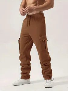 Pantalon de survêtement pour homme, coupe droite, décontracté, automne-hiver, pantalon de jogging pour homme, pantalon de sport, pantalon de gym, couleur unie, pantalon multi-poches - Product Image 2