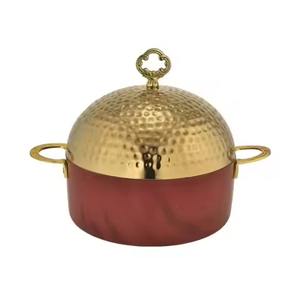 Plat de service élégant en acier inoxydable martelé isotherme avec couvercle en dôme pour buffet, traiteur, cuisine domestique - Product Image 5