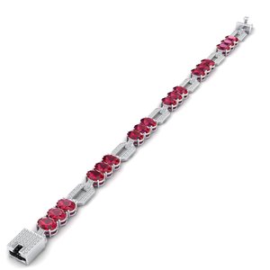 REYES Top Selling 14K Solid Gold GRA Certified Moissanite Tennis <b>Bracelet</b> For Women Oval Cut 13.5Ct <b>Ruby</b> Gemstone Fine Jewelry - Product Image 2