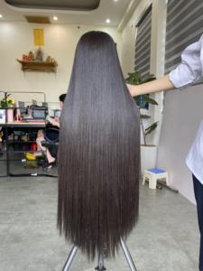 Peluca con malla frontal Remy virgen de Vietnam recta de hueso, cabello humano Natural, onda recta sedosa para mujeres negras, trama única, todos los colores - Product Image 5