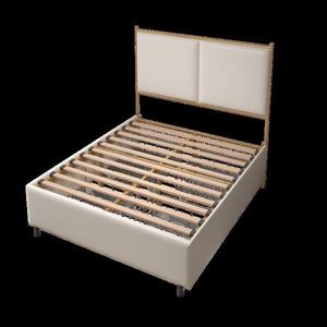 Lit en bois classique avec dossier en forme de pain vapeur, cadre métallique, lattes en bois massif, quatre tiroirs de rangement confortables en éponge souple - Product Image 5