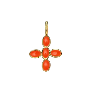 Pendentif croix en cornaline serti clos, ovale lisse 5x3mm, breloques en cornaline plaquées or, bijoux faits à la main, fournisseurs d'Inde - Product Image 1