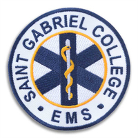 Parche Bordado EMS de Saint Gabriel College, Insignia Circular de Tela Tejida Cosida de Alta Calidad para Gorras