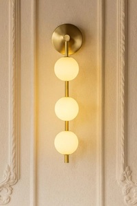 Modern Brass Art Deco Wall <b>Sconce</b> Three Glass Globes Handmade Pendant Rod <b>Light</b> for Home Office Diwali Celebrations KULSOOM - Product Image 2