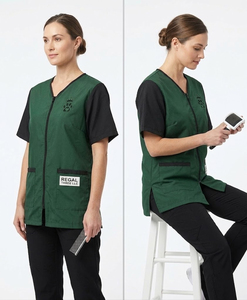 Blouse de toilettage professionnelle imperméable pour chiens et chats, unisexe, col en V, avec taille ajustable, en nylon/coton - Product Image 5