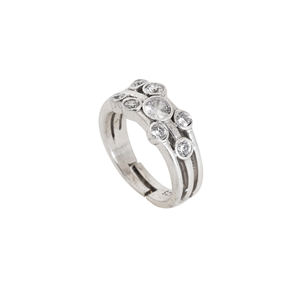 Beautiful Designer Silver <b>Adjustable</b> <b>Ring</b> With Diamonds Modern Jewelry 925 Sterling Silver <b>Rings</b> for Bride and Girls Wear - Product Image 2