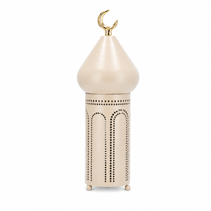 Decoración Plateada para Ramadán, Torre Minarete de Metal Martillado, Decoración Islámica para el Hogar, Adorno de Luna Creciente para Eid Mubarak - Product Image 5