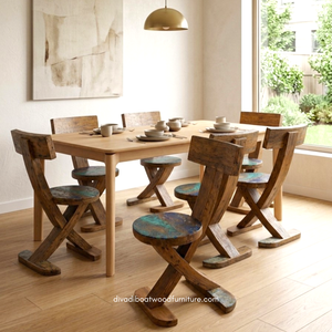 Handcrafted Unique Durable Indoor <b>Dining</b> <b>Chair</b> Reclaimed Boat Wood Eco-Friendly Original Color <b>Rustic</b> Antique Design Hotel - Product Image 4