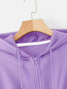 Sudadera con capucha y cremallera para mujer con pedrería OEM, chaqueta corta de chándal con cristales, fabricante de forro polar personalizado, ropa al por mayor ODM - Product Image 3