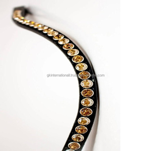 Fabricante de banda de cuero genuino para cejas de caballo, cristales acolchados suaves, diamantes de imitación, banda decorativa para cejas de cuero elegante para caballos - Product Image 5