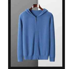 Cardigan en cachemire de haute qualité pour homme, tricoté, avec capuche, pour l'automne, OEM - Product Image 4