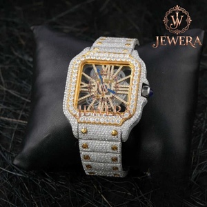 OEM Custom Luxury Hip Hop Analog Glass Dial Mechanical Movement Stainless Steel Watch with Stainless Steel Bracelet - Product Image 2