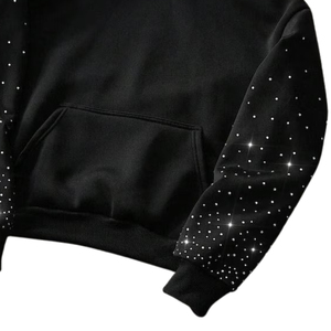 Crystal Design Winter Solid Heavyweight Oversized Streetwear <b>Hoodie</b> with <b>Rhinestone</b> Crystal <b>rhinestone</b> <b>hoodie</b> Winter fleece - Product Image 4