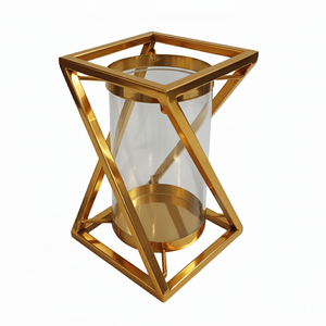 Modern Geometric Metal Lantern with Glass <b>Hurricane</b> Luxury Stainless Steel <b>Candle</b> Holder for Home & Wedding Decor - Product Image 4