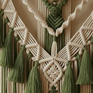 Tapiz de Pared de Macramé Moderno de Primera Calidad |   Arte de Pared con Marco de Madera Hecho a Mano con Diseño de Retrato |   Decoración Interior - Product Image 5
