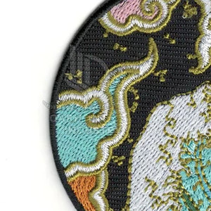 Patch brodé circulaire avec motif vague et nuage, badge en tissu à coudre pour accessoires vestimentaires - Product Image 4
