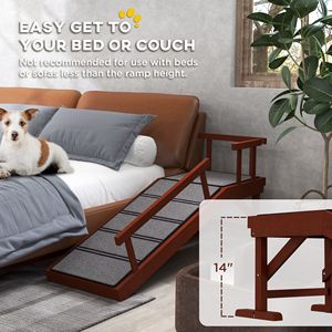Rampa per Cani in Legno Marrone da 49 Pollici con Superficie Antiscivolo e Ringhiere Rimovibili, Cucce e Mobili per Animali Domestici - Product Image 6