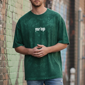 เสื้อยืดคอกลมทรงโอเวอร์ไซส์ผ้าเจอร์ซีย์คอตตอน 100% คุณภาพสูง 220 GSM ซักย้อมสีแบบแอซิดวอช สำหรับผู้ชาย พิมพ์โลโก้ตามสั่ง เหมาะสำหรับใส่ออกกำลังกาย - Product Image 4