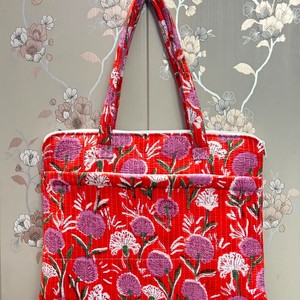 Sac fourre-tout pour ordinateur portable à imprimé floral rouge, sac à bandoulière en textile décontracté, étui de protection pour ordinateurs portables - Product Image 3