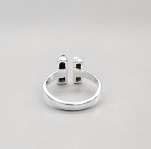 <b>Raw</b> Double Green Tourmaline Pencil Ring Sterling Silver Open Band Minimalist Crystal Anniversary Jewelry - Product Image 6