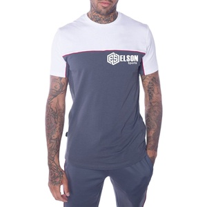 เสื้อยืดสำหรับผู้ชายผ้าคอตตอนเนื้อนุ่มระบายอากาศได้ดีพิมพ์โลโก้สีทึบ - Product Image 1