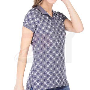 Polo de Mujer con Estampado Geométrico, Manga Corta, Tejido Transpirable, 100% Poliéster, Estilo Casual - Product Image 2