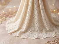 Tissu en nylon floral crème léger et respirant de qualité supérieure - Maille élégante à motif de roses pour vêtements de mariée et projets DIY